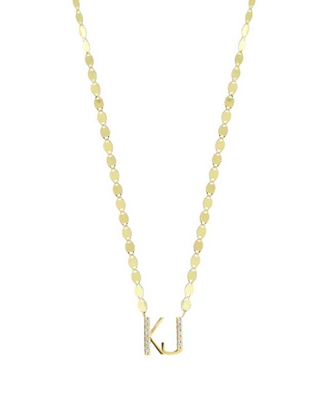 Gold Personalized Two-Letter Pendant Necklace w/ Diamonds